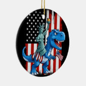 Dinosaur Statue Liberty 4. Juli Amerikanische Flag Keramik Ornament (Rechts)