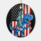 Dinosaur Statue Liberty 4. Juli Amerikanische Flag Keramik Ornament (Links)
