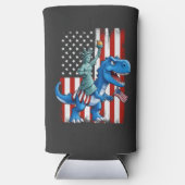 Dinosaur Statue Liberty 4. Juli Amerikanische Flag Selters Dosenkühler (Vorderseite)