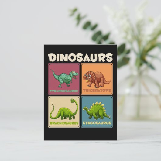 Dinosaur Stegosarus T-rex Triceratops Dino Postkarte (Stehend Vorderseite)