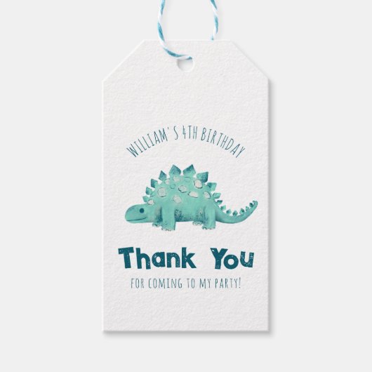 Dinosaur Stegosaurus Vielen Dank Boys Birthday Par Geschenkanhänger (Vorderseite)