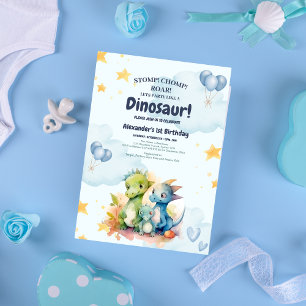 Dinosaur Stomp Chomp Rawr 1. Geburtstag Party Boy Einladung