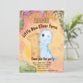 Dinosaur Stomp Chomp Rawr 1. Party Einladung (Stehend Vorderseite)