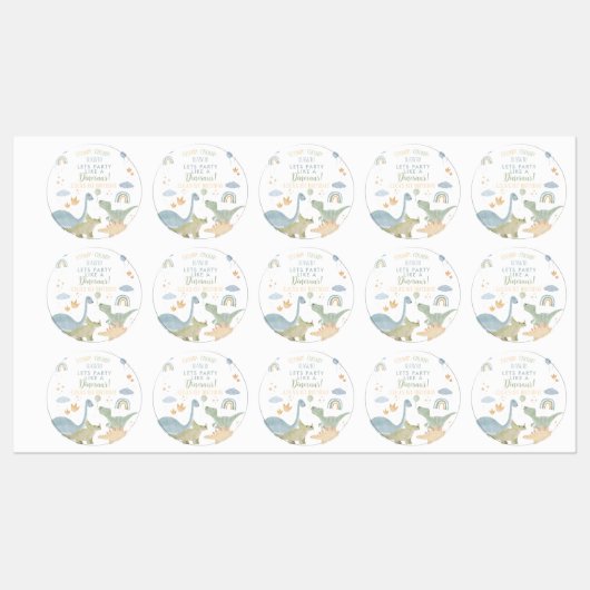 Dinosaur Stomp Chomp Rawr 1st Birthday Party Boy Etiketten (Blatt)