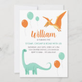 Dinosaur Stomp Chomp Rawr Birthday Party Boy Einladung (Vorderseite)