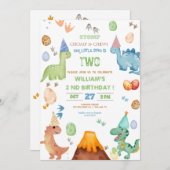 Dinosaur Stomp Chomp Rawr Birthday Party Boy Einladung (Vorne/Hinten)