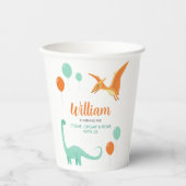 Dinosaur Stomp Chomp Rawr Birthday Party Boy Pappbecher (Vorderseite)