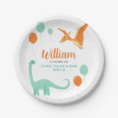 Dinosaur Stomp Chomp Rawr Birthday Party Boy Pappteller (Vorderseite)