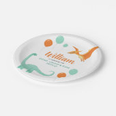 Dinosaur Stomp Chomp Rawr Birthday Party Boy Pappteller (Schrägansicht)