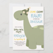 Dinosaur Stomp Chomp Rawr Geburtstagsfeier Einladung (Vorderseite)
