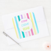 Dinosaur Stomp Chomp Roar Stripe Quadratischer Aufkleber (Umschlag)