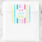 Dinosaur Stomp Chomp Roar Stripe Quadratischer Aufkleber (Tasche)