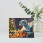 Dinosaur strickt Frohe Weihnachten (Stehend Vorderseite)