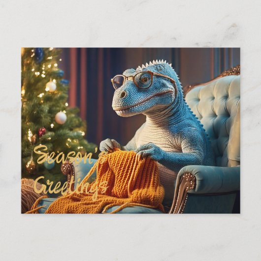 Dinosaur strickt Frohe Weihnachten (Vorderseite)