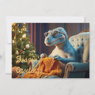 Dinosaur strickt Frohe Weihnachten