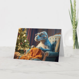Dinosaur strickt Frohe Weihnachten Karte