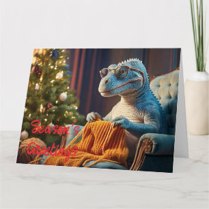 Dinosaur strickt Frohe Weihnachten Karte