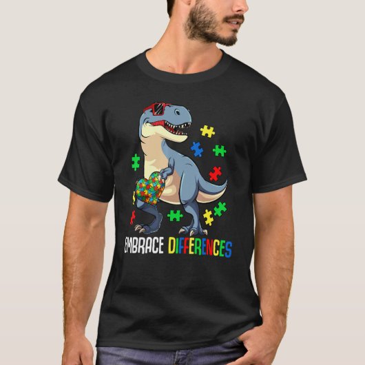 Dinosaur-Stück Autismus-Bewusstsein Umarme Kinder T-Shirt (Vorderseite)
