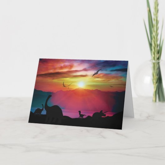 Dinosaur Sunset Karte (Vorderseite)