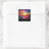 Dinosaur Sunset Quadratischer Aufkleber (Tasche)