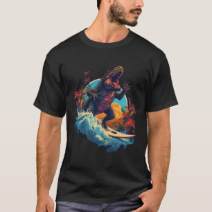 Dinosaur-Surfbrett-Strand-Surf-Surfer-Dinosaur-T-S T-Shirt