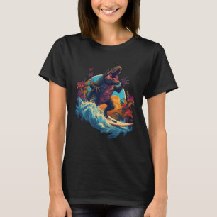 Dinosaur-Surfbrett-Strand-Surf-Surfer-Dinosaur-T-S T-Shirt