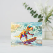 Dinosaur surfing Big Wave Feiertagspostkarte (Stehend Vorderseite)