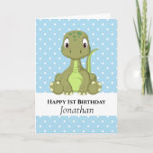 Dinosaur T Rex 1. Blue Birthday Card Karte (Vorderseite)