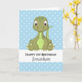 Dinosaur T Rex 1. Blue Birthday Card Karte (Gelbe Blume)