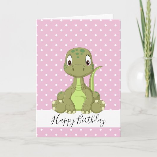 Dinosaur T Rex 1. Rosa Geburtstag Karte (Vorderseite)