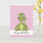 Dinosaur T Rex 1. Rosa Geburtstag Karte (Gelbe Blume)