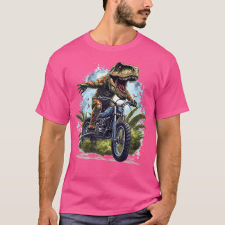 Dinosaur T Rex auf Dirt Bike Funny Dinosaur Motorb T-Shirt