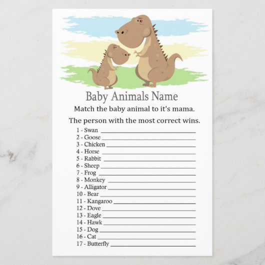 Dinosaur,T-rex Baby Animals Name Game (Vorderseite)