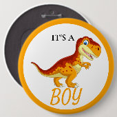 Dinosaur T Rex Baby Shower Boy Button (Vorne & Hinten)