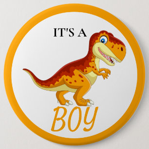 Dinosaur T Rex Baby Shower Boy Button