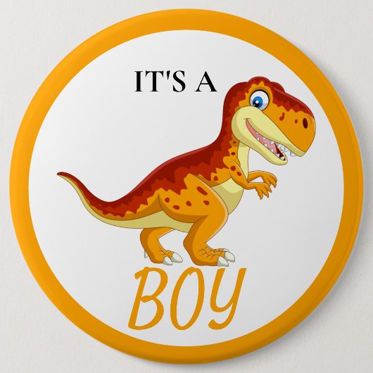 Dinosaur T Rex Baby Shower Boy Button (Vorderseite)