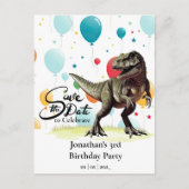 Dinosaur T-Rex Balloons Save the Date Postkarte (Vorderseite)