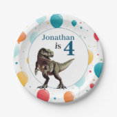 Dinosaur T Rex Birthday Blue Pappteller (Vorderseite)