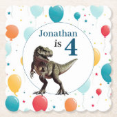 Dinosaur T Rex Birthday Blue Untersetzer (Vorderseite)