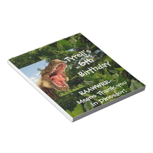 Dinosaur T Rex Birthday Candy Bar Wrappers Notizblock (angewinkelt)