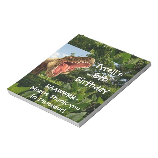 Dinosaur T Rex Birthday Candy Bar Wrappers Notizblock (Rotiert)