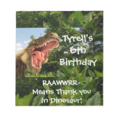 Dinosaur T Rex Birthday Candy Bar Wrappers Notizblock (Vorderseite)