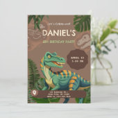 Dinosaur T-Rex Birthday Party Einladung (Stehend Vorderseite)