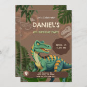 Dinosaur T-Rex Birthday Party Einladung (Vorne/Hinten)