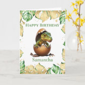 Dinosaur T Rex Birthday Roar Jurassic Card Karte (Gelbe Blume)