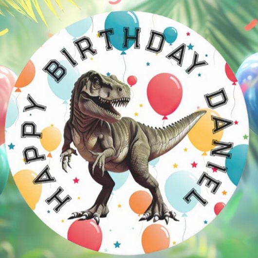 Dinosaur T=REX BIRTHDAY Runder Pappuntersetzer