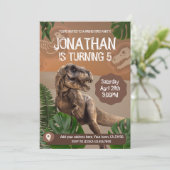 Dinosaur T rex Birthday Theme Party Einladung (Stehend Vorderseite)