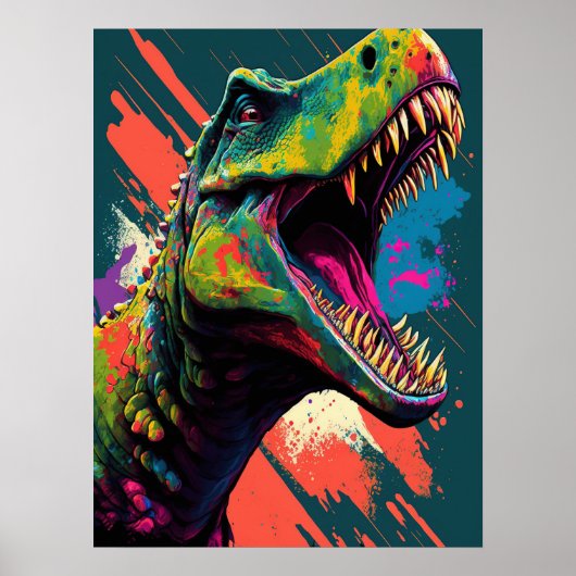 Dinosaur T Rex Blue Green Jurassic Poster (Vorne)