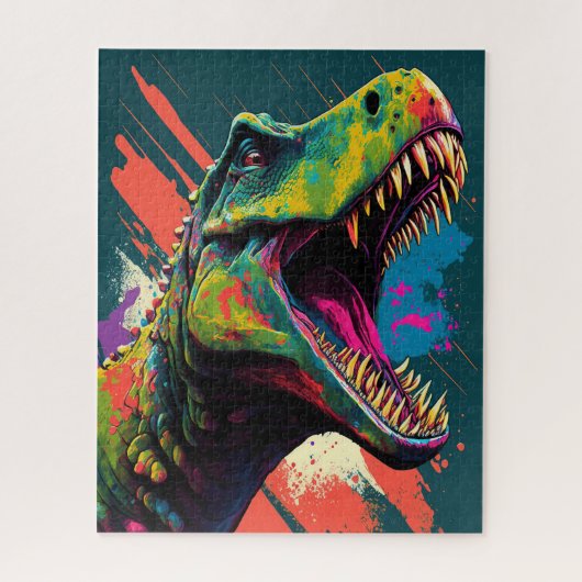 Dinosaur T Rex Blue Green Jurassic Puzzle (Vertikal)