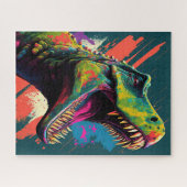 Dinosaur T Rex Blue Green Jurassic Puzzle (Horizontal)